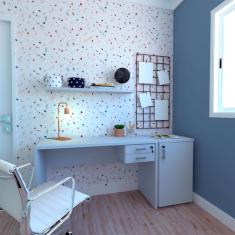 Conjunto de Mesa com Gaveteiro de Escritório Corp Cinza Cristal