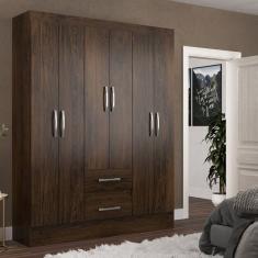 Guarda Roupas Solteiro 6 Portas 2 Gavetas Magistral Cacau