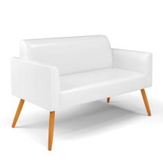Sofá Namoradeira Pés Palito Castanho Marisa Corano D03 - D\`rossi Cor Branco