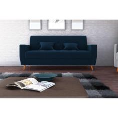 Sofá Cama Pamela Veludo Azul E433 - Matrix