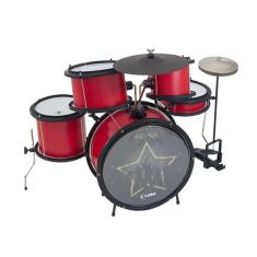 Bateria Infantil Luen Star Kids 05 Peças - Completa - Vermelha