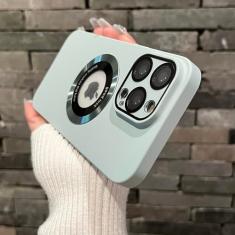 Capa magnética para iphone 11 12 13 14 15 pro max capa de cor sólida para iphone 15 14 pro caso com filme de câmera, pico azul, para iphone 13 pro