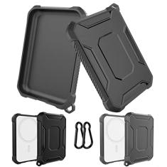 GHIJKL Pacote com 2 capas compatíveis com Magsafe, capa protetora fina de fibra de carbono TPU com chaveiro, capa protetora resistente à prova de choque para bateria Magsafe