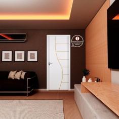 Kit com 5 Folhas de Porta Madeira Decorada 210x60cm Espessura 3,5cm Cantareira Mgm Branco