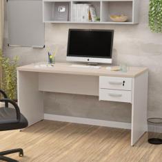 Mesa De Escritório 1.40x60 Com Gaveteiro Tampo 30mm Nogal - NetMobil, 