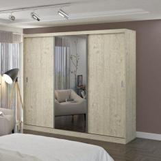 Guarda-Roupa Casal com Espelho 3 Portas de Correr 4 Gavetas 1902E1 - F