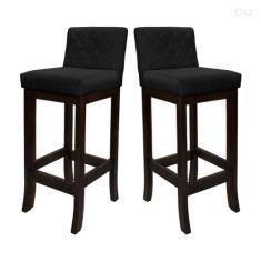 Kit 2 Banquetas Média para Bancada Tóquio Madeira Maciça Matelassê Sue