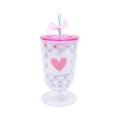 Copo Taça Com Canudo Amo Você 600ml - Taimes