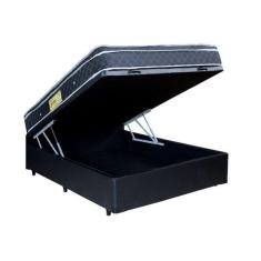 Cama Box Baú Casal Colchão Molas Ensacadas + Box Suede Preta 63x138x188