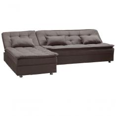 Sofá Cama Reclinável Com Chaise Penelope - New Chumbo Light