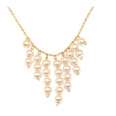 Colar Festa Com Pérolas Delicado Folheado Ouro 18k