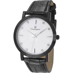 Relógio Champion Feminino Couro Preto Cn24226m