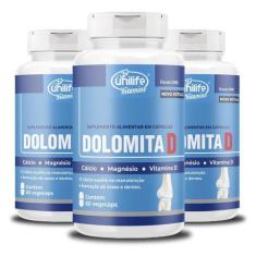 Kit 3 Dolomita Com Vitamina D 60 Cápsulas Unilife