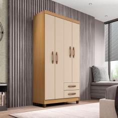 Guarda Roupa Solteiro Ambiente Modena 4 Portas Carvalho Americano Off White - Incorplac