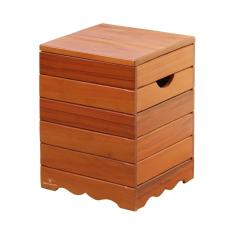 Banqueta Baú Ripado Madeira Maciça Natural