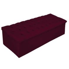 Recamier Baú Estofada Mel 160 cm Queen Size Com Capitonê Suede Bordô -