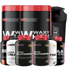 Kit 2x  Waxy Whey 900g + 2x BCAA 100g + 2x Creatina 100g + 2x Glutamin 100g + Coq - Bodybuilders-Unissex