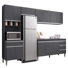 Cozinha Modulada Andréia 5 Peças 274cm Cinza - Ajl Móveis Cinza
