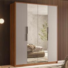 Guarda Roupa Casal 4 Portas Com Espelho e 3 Gavetas Attore - Demóbile,