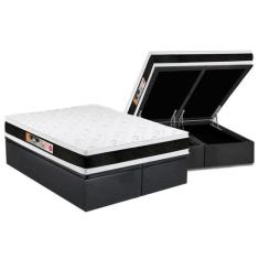 Cama Box Baú Queen: Colchão Espuma D45 Castor Black e White Air Double