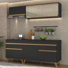 Cozinha Compacta 4 peças c/ Armário e Balcão MP3707 Veneza GB Preta