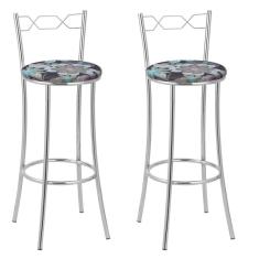 Kit 2 Banquetas Cromadas Bc51-a E507 Cromado/Preto