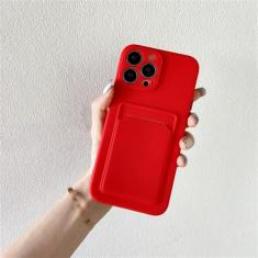 Capa de telefone de silicone macio para iPhone 14 11 12 13 Pro Max XR X XS Max 6 6S 7 8 Plus SE 2020 12 Mini 13Pro Capa para porta-cartões, vermelho, para iPhone 12 Pro