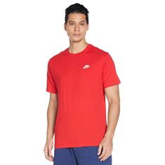 Camiseta masculina Nike Sportswear Club, camisa Nike para homens com ajuste clássico, University Red/White, 2GG