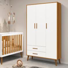 Guarda Roupa Infantil  3 Portas Isis Branco/Savana