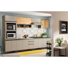 Cozinha Modulada Completa Connect 10 Peças (3 Armários + 3 Balcões + 1 Paneleiro + 3 Complementos) C10P02 Duna/Cristal - Henn