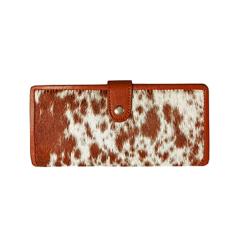 NGF Bolsa feminina com zíper de couro bovino, bolsa de mão para mulheres, Marrom e branco, preto e branco,