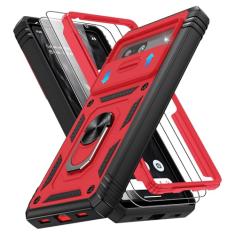 Capa para Google Pixel 7A com capa de câmera deslizante e protetor de tela *2, capa para Pixel 7A embutida em anel giratório de 360°, capa protetora de grau militar para capa de celular Google Pixel