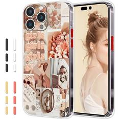 Capa para estética para iPhone 12 Pro Meninas Preppy Girly Cute Fashion Retro Vintage Design À Prova de Choque Capa Protetora Completa para Meninas Mulheres Verão Moderno TPU Macio Capa de Telefone para Apple iPhone 12 Pro