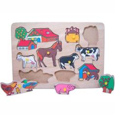 Quebra Cabeça Fazenda Dicá | Madeira 10 Figuras | 2+ anos