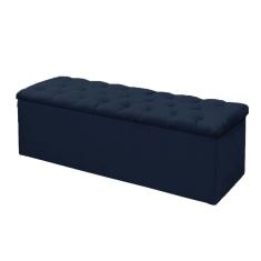 Recamier Calçadeira Casal King 195cm Sofia Veludo Azul Marinho  - Montanaris Decor