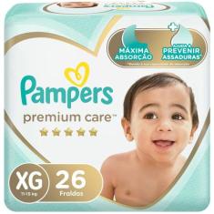 Fralda Pampers Premium Care Tamanho XG Pacote Mega 26 Fraldas Descartá