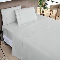 Jogo de Cama Elegance Queen 04 Peças - Cinza - Bia Enxovais