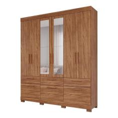 Guarda Roupa Casal Com Espelho 100% Mdf 6 Portas 5 Gavetas Porto Panan