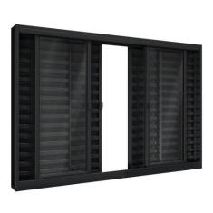 Janela de Aço Veneziana de Correr Central 6 Folhas 100x120cm Aço Pront