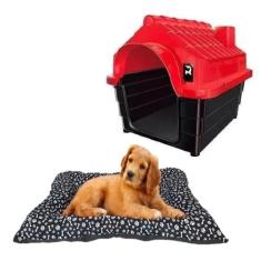 Kit Casinha Cachorros Gatos N4 + Caminha Colchão Acolchoado - MecPet