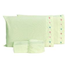 Jogo De Lençol Casal Box Bordado Percal Puro Algodão 3peças - Lu Enxov