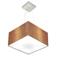 Lustre Pendente Quadrado Vivare Md-4005 Cúpula Em Tecido 21/3