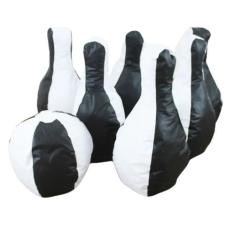 Jogo de Boliche Gigante Branco e Preto 6 Pinos 1 Bola - Brinquedos Mil