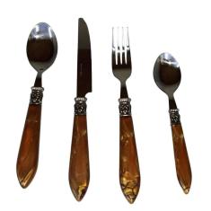 Faqueiro Com 24 Peças Em Aço Inox Caramelo - Kenya