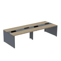 Mesa Plataforma Dupla Para 4 Lugares Para Coworking 130x120/4p Noce Naturalle/grafito