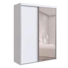 Guarda-Roupa Solteiro com Espelho Alya 2 PT 2 GV Branco - Modern