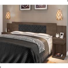 Cabeceira para Cama Box Bruna Casal Queen King MDF MDP Capitonê 111x280x37cm Chocolate Preto Casa H
