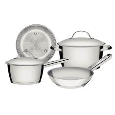 Jogo de Panelas Tramontina Allegra em Aço Inox com Fundo Triplo 4 Peças 65660270