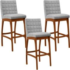 Kit 03 Banquetas Altas Para Cozinha Sala De Jantar Fixa Mila L02 Boucl