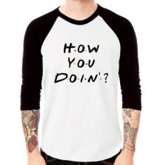 Camiseta Raglan How You Doin Manga 3/4 - Foca na Moda, Branco, Preto, 